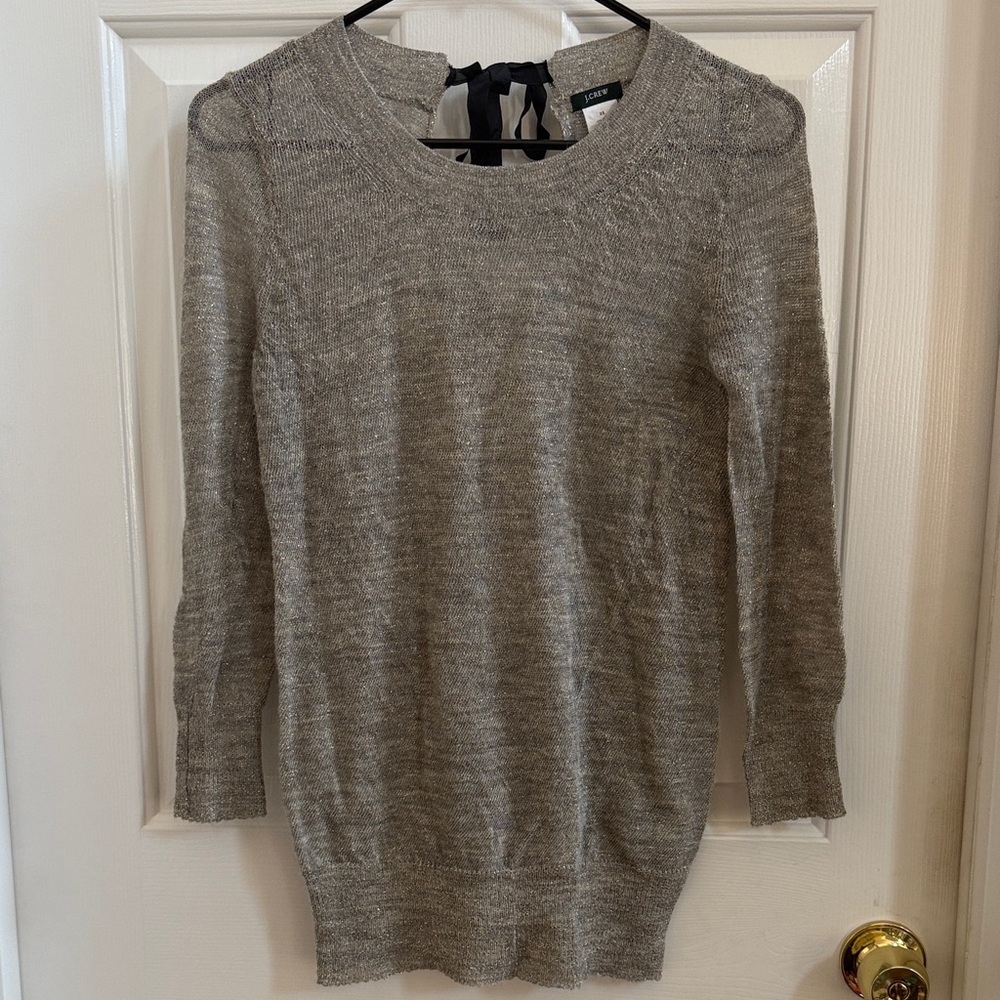 J. Crew Gray & Gold Metallic Sweater
